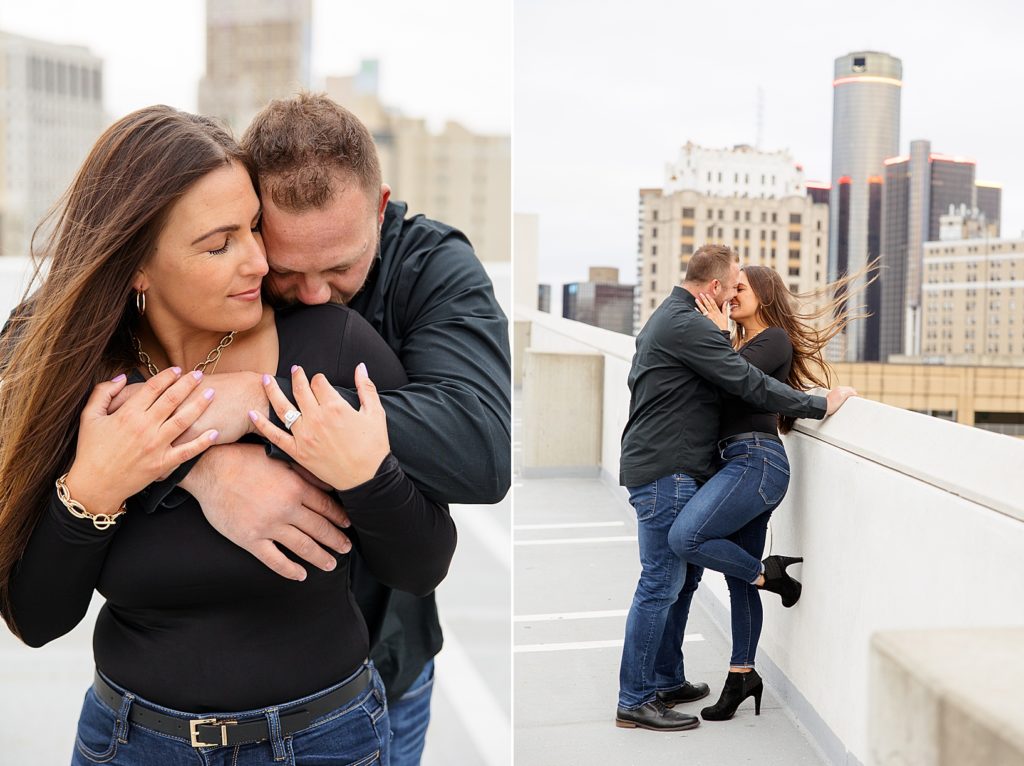 Downtown Rooftop Engagement Session in Detroit, MI